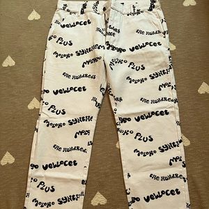 white and black wide leg jeans from zumiez new without tags